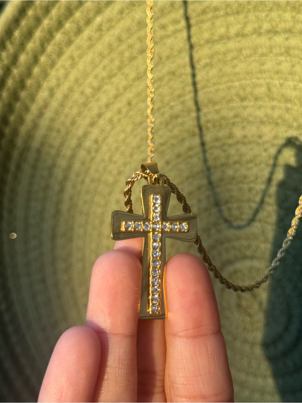 Gold-Filled Cross Pendant Necklace with 5A Cubic Zirconias - 20” chain